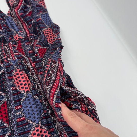 Roxy Dress Women XL Blue Pink Sleeveless Open Back Boho Peasant Hippie Cottage - Picture 4 of 11